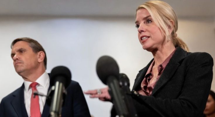 Pam Bondi discussing DOJ transcripts on TV