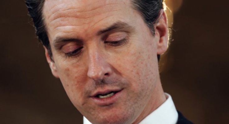 Gavin Newsom speaking at political event