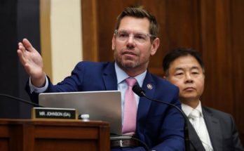 Eric Swalwell speaking amid ethics controversy