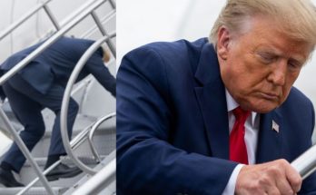 Donald Trump boarding Air Force One stairs