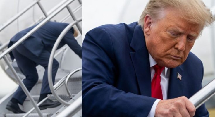 Donald Trump boarding Air Force One stairs