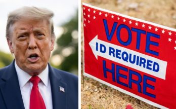 Voter showing ID at New Hampshire polling station