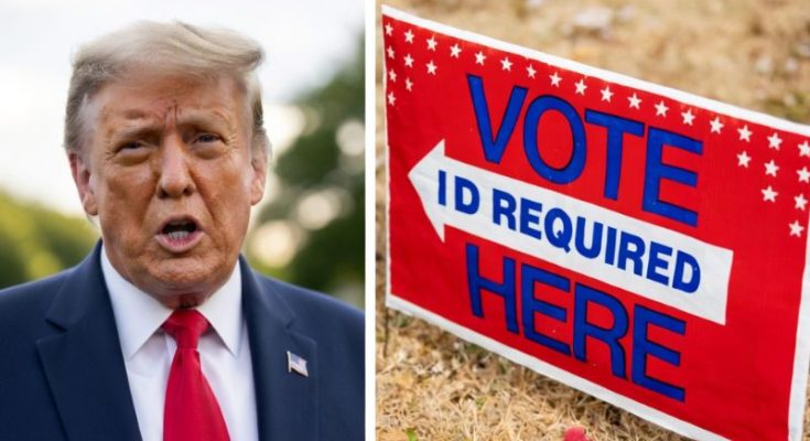 Voter showing ID at New Hampshire polling station