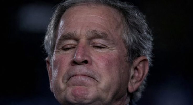 George W Bush painting portraits in Texas studio