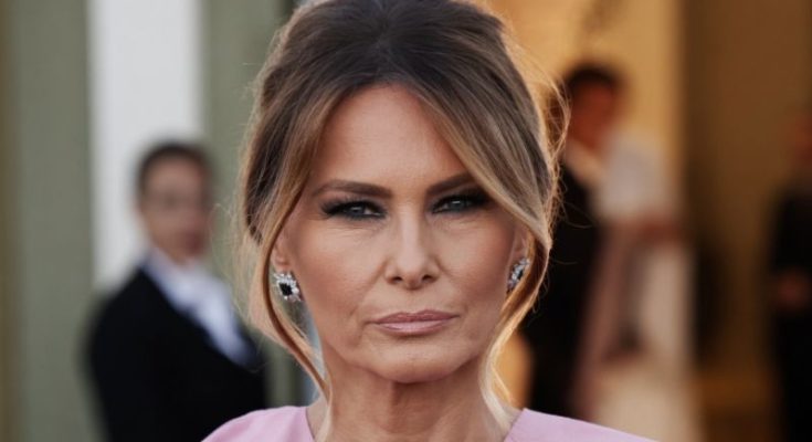 Melania Trump portrait highlighting makeup and style