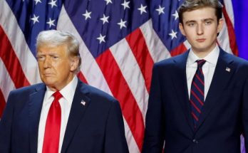 Barron Trump at public event with family