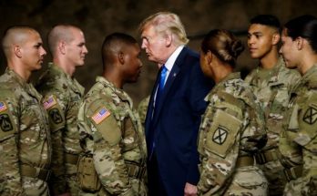 U.S. soldiers in formation at military base