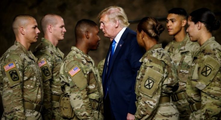 U.S. soldiers in formation at military base