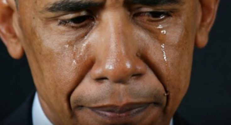 Barack Obama showing emotion in Washington DC