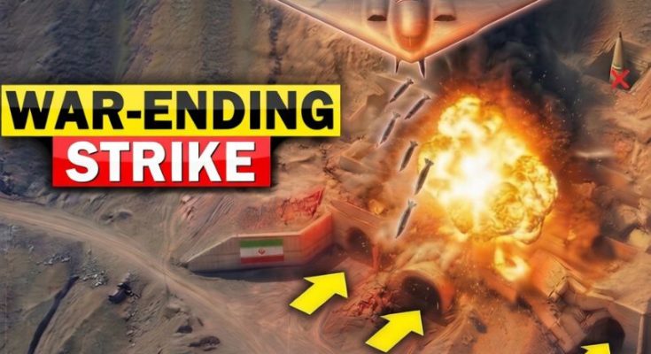 B-2 bomber dropping bunker buster in Iran strike