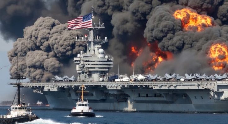 damaged military vessel after sudden attack