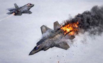 jet fighter engulfed in flames during mid-air incident
