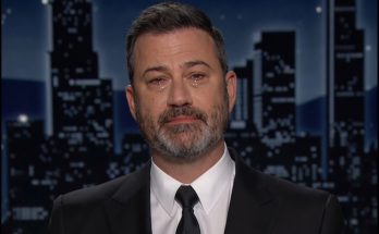 jimmy Kimmel crying with tears streaming down his face during emotional late night