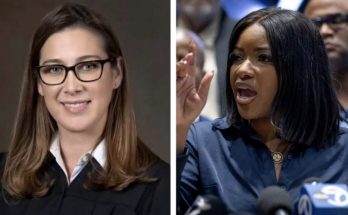 split image showing Judge Sarah McBride in judicial robes and activist Maya Wiley