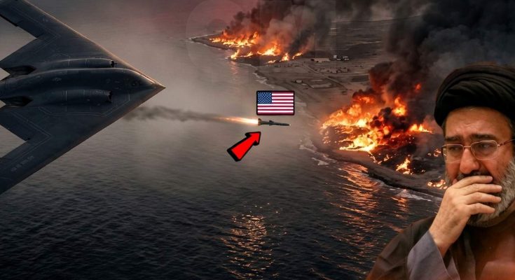 military aircraft over burning coastline with concerned man observing