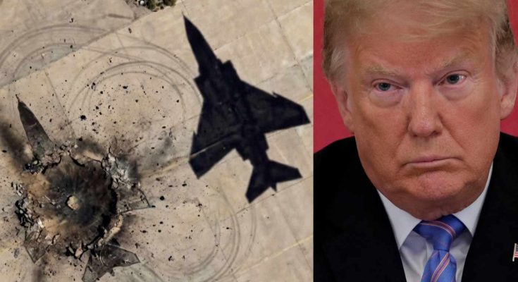 military airstrike impact with shadow of jet and serious man