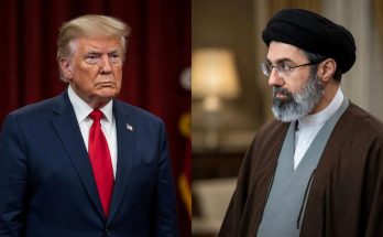 two leaders in tense diplomatic meeting setting