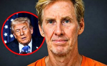 mugshot of Ryan Routh in orange jumpsuit with Donald Trump inset photo and breaking news