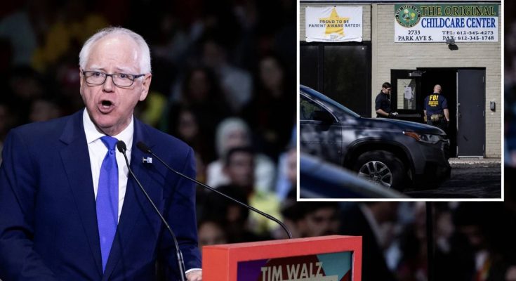 governor addressing crowd, FBI agents enter childcare center