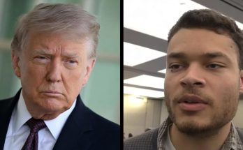 two men in a split-screen format, one serious, one speaking