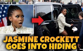 jasmine Crockett surprised expression, entering vehicle, media event