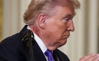 profile of a man in a suit with microphone in focus