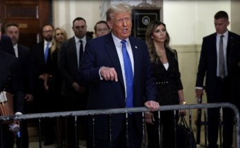 former president addresses media in courthouse setting