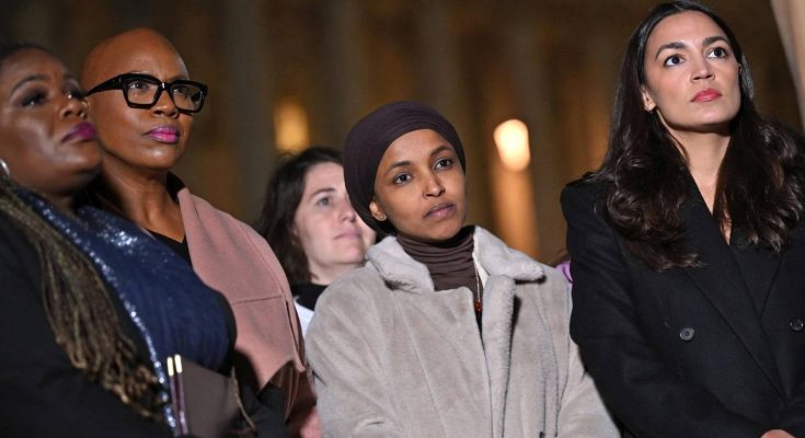 democratic Representatives Ayanna Pressley, Ilhan Omar, and Alexandria Ocasio-Cortez