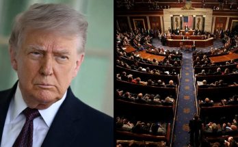 donald Trump portrait beside House chamber with text Calling Secret Service Dem Rep Makes