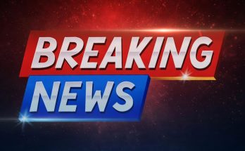 breaking news alert with red and blue backdrop, urgent announcement
