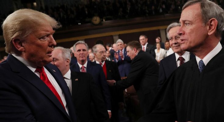 leaders shaking hands during formal event, serious expressions