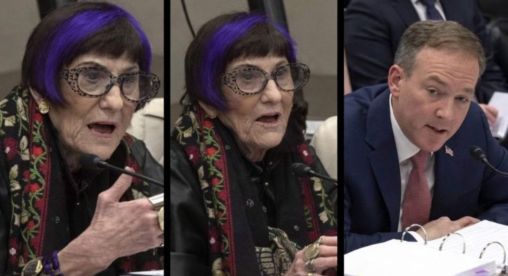 congressional hearing with two speakers discussing key issues